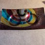 Studio Art Glass Hand Painted Multi-Color Double Tea Light Votive Candle Holder Image 2