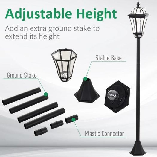Set of 2 Solar LED Garden Lamp Posts