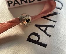 Pandora Charm clip Family and Love Heart Clip Charm With 14k Gold Heart new