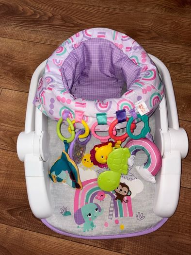 Bright Starts Purple Paradise Learn-to-Sit Activity Floor Seat with added toys as shown