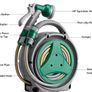 12m Water Pipe +2m Leader Hose, Hose Pipe Reel with 8 Adjustable Spray Gun Nozzles, Manual Retractable Garden Water Hose Reel,Outdoor Hose Reel Set for Garden Patios,Balconies Image 4