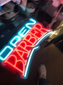 Large Open BARBER Shop Neon LED Sign Business House Garage