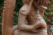 Large Beautifully Hand Carved Wooden Dragon, height 16,5 inches