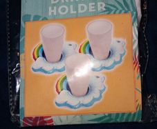 x2 Bundle - Brand New Summer Living Inflatable Drinks Holders x3 Pack & Now Added - Brand New 'Sweet Summer' Glass Carafe Drink Jug - RRP - 3.99