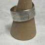 Handmade sterling silver love heart ring with trickles on the wide band. Size R Image 5