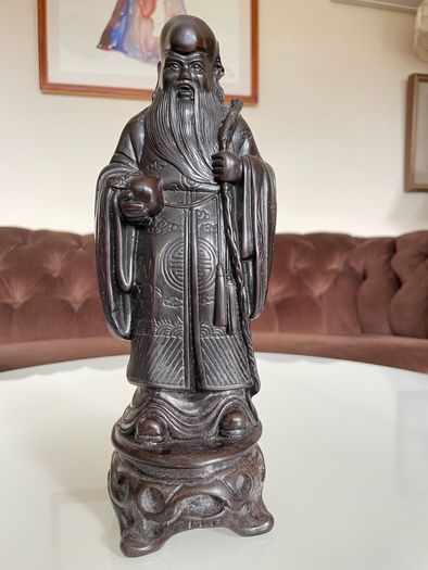 Rare Vintage Resin Asian Japanese Statue Fukurokuju Lucky God