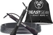 FREE EXPRESS SHIPPING Beast Gear Skipping Rope, Steel Speed Fitness Jump Ropes, Lightweight and Adjustable Workout Equipment for Jumping, MMA, HIIT Workout
