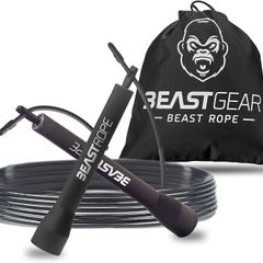 FREE EXPRESS SHIPPING Beast Gear Skipping Rope, Steel Speed Fitness Jump Ropes, Lightweight and Adjustable Workout Equipment for Jumping, MMA, HIIT Workout
