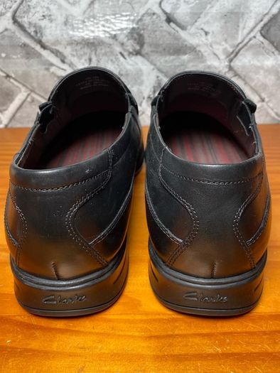NWOB Clarks Gadwell Stride Mens Black Leather Slip-On Loafers UK10