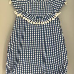 SEED Heritage Blue & white gingham romper Sz3-6mths EUC
