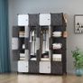 Portable Wardrobe 20 Cube Closet with 3 Clothes Hanging Rails, 14"x18" Deeper Cube Combination Armoire Modular Cabinet Storage Organizer for Bedroom Clothes Shoes Toys, Black & White Image 2