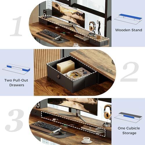 Electric Standing Desk with Drawers 120 x 60 cm, Stable Sit-Stand Desk with Memory Control