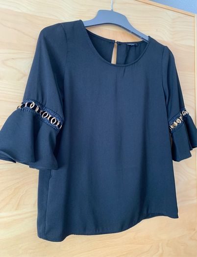 River Island Black & Gold Bell Sleeve Top