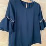 River Island Black & Gold Bell Sleeve Top Image 2