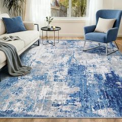 Washable Rugs Living Room 150x210 cm Modern Abstract Rug with Soft Low Pile Vacuum Friendly Non Slip Backing Minimalist Carpet
