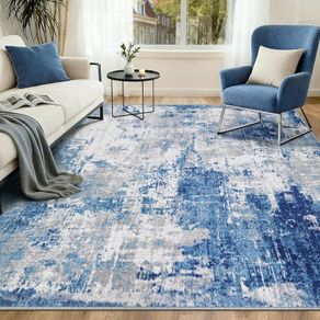 Washable Rugs Living Room 150x210 cm Modern Abstract Rug with Soft Low Pile Vacuum Friendly Non Slip Backing Minimalist Carpet