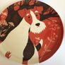 4 Melamine 11" Plates/trays Artist John Hana terrier print Image 2