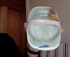 Antique Radford dish with handpainted flowers and handle