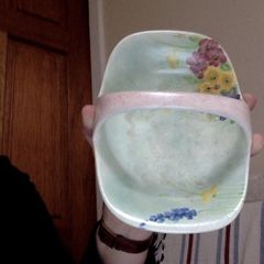 Antique Radford dish with handpainted flowers and handle