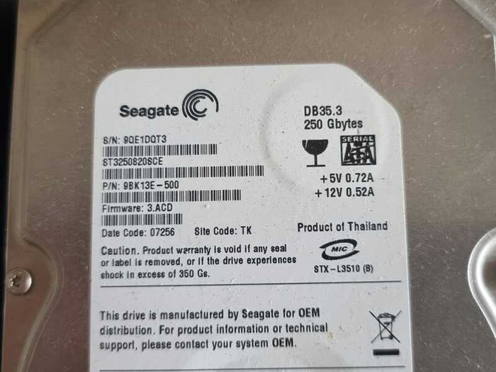 1 TB HDD 3.5" + 250 GB HDD 3,5" Seagate, working.
