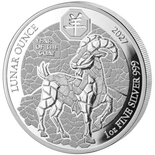 2027 Rwanda 50 Francs 1 oz Silver Bullion Coin - Year of the Goat. BU