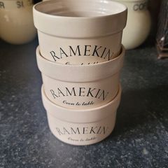 Cream Ceramic Ramekin Bowls x3