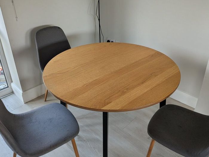 JYSK Round Dining Table - Oak & Black (Perfect Condition)