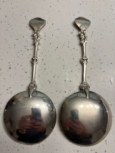 Pair 1897 London solid silver presentation spoons