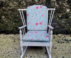 Mid-century painted spindle back rocking chair