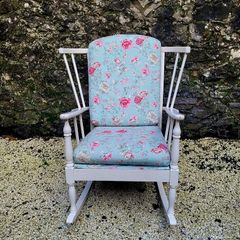 Mid-century painted spindle back rocking chair