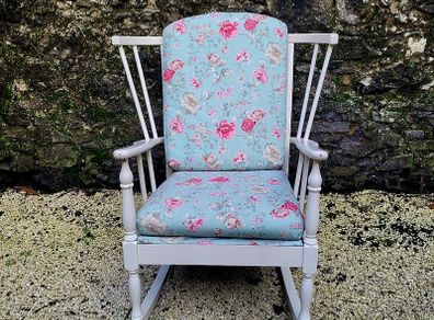 Mid-century painted spindle back rocking chair
