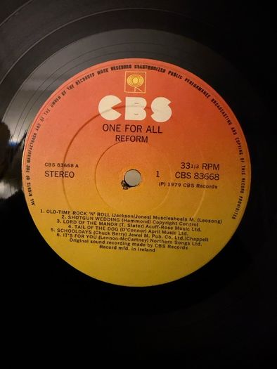 Reform One For All Original 1979 Irish CBS Vinyl LP CBS 83668
