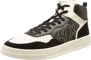 Armani Exchange Men's Leather Sneaker, High Top, Logo, Black, 39.5 EU, 5.5 UK