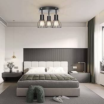NEW SALE | Spot Light Fittings for Ceilings Adjustable Metal Wire Cage Kitchen Spotlight Ceiling Lights with E14 Base Black 3 Way Ceiling Light Industrial for Indoor Bedroom Hallway Living Room Shop