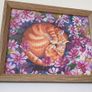 Stunning Handmade Cross Stitch Embroidery - Cats in flowers Image 6