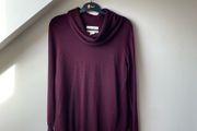 Ellen Tracy Burgundy 100% Merino Wool Draped Cowl Neck Sweater XL