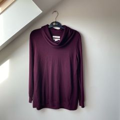 Ellen Tracy Burgundy 100% Merino Wool Draped Cowl Neck Sweater XL