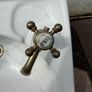 Vintage White Ceramic Sink with Antique Brass Waterford Ireland Taps Image 6