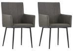 Dining Chairs with Armrests 2 pcs Taupe Fabric