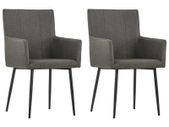 Dining Chairs with Armrests 2 pcs Taupe Fabric