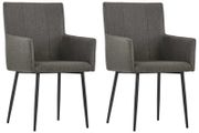 Dining Chairs with Armrests 2 pcs Taupe Fabric