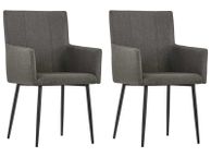 main image for ad Dining Chairs with Armrests 2 pcs Taupe Fabric