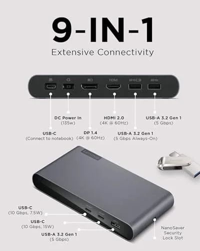 Docking stanica LENOVO USB-C Universal Business Dock, HDMI, DP, 3x USB-A 3.1 , 2x USB-C, Windows Only, 40B30090EU