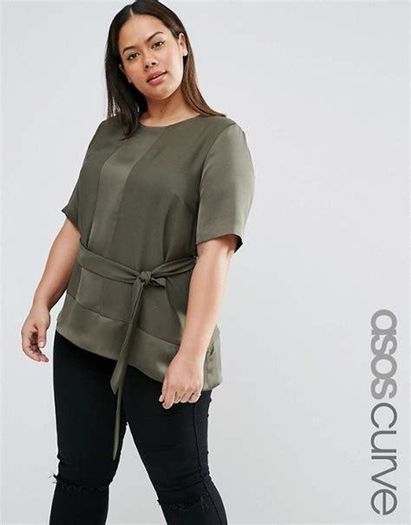Asos khaki asymmetrical top no belt size UK18/20 EU46/48 Postage included