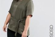 Asos khaki asymmetrical top no belt size UK18/20 EU46/48 Postage included