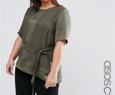 Asos khaki asymmetrical top no belt size UK18/20 EU46/48 Postage included