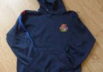 Navy Jumper with hood  Age 11-12; 13-14