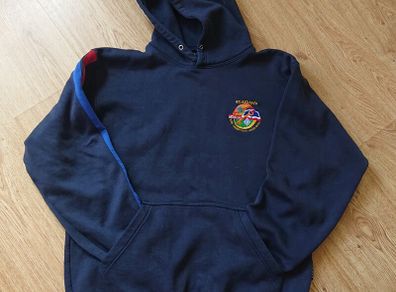 Navy Jumper with hood  Age 11-12; 13-14