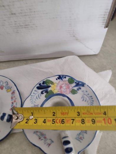 Vintage Set of 2  Candle Holders Pottery Hand Painted MADE IN Holland