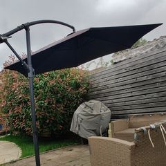 Banana Large Cantilever Parasol Umbrella With Crank Black 3Metres 300cm Diameter